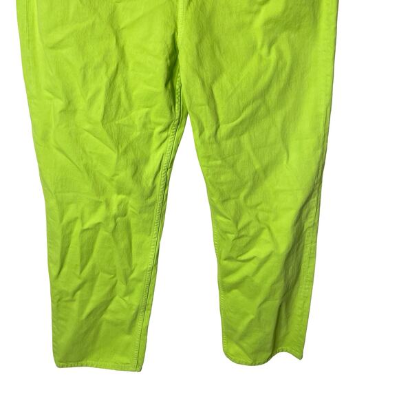 New Mara Hoffman Georgina neon lime green high rise straight leg jeans sz 10 - Picture 5 of 10